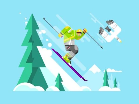 Skier character Stock Illustration