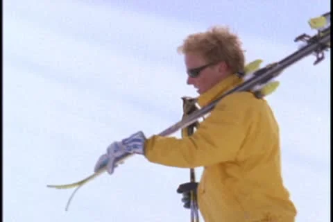A skier climbs up a slope. Stockbeeldmateriaal 10578409
