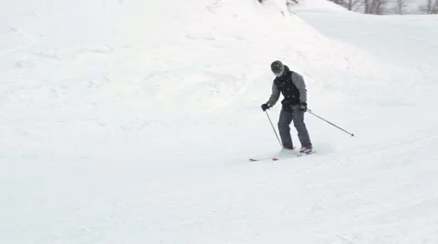 Skier close-up in soft snow in winter day 스톡 동영상 59711797