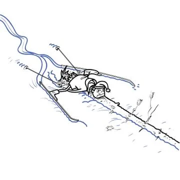 Skier crashed into a tree Stock Illustration
