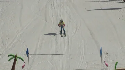 Skier crashes into pond Video stock 38613283