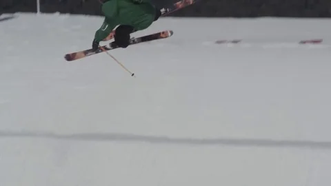 Skier in dark green. Stock Footage 81882416