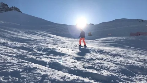 Skier descent from the mountain. Stock Footage 72488609