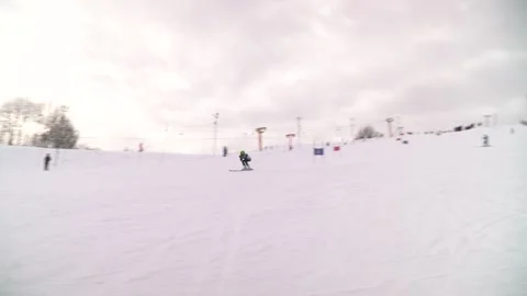 Skier on a downhill Stock Footage 144493427