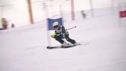 Skier on a downhill Stock Footage 144493476