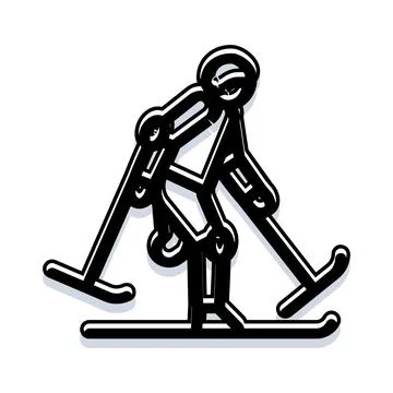 Skier downhill pictogram creating shadow effect design Stock Illustration