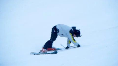 Skier Fall Down The Slope,hard fall skier,falling Stock Footage 47982454