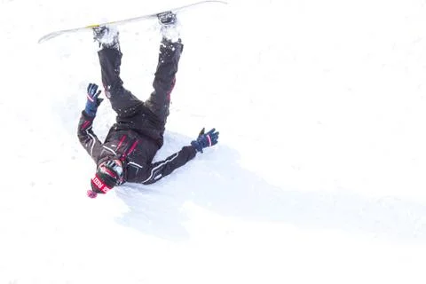 Skier fall Foto stock