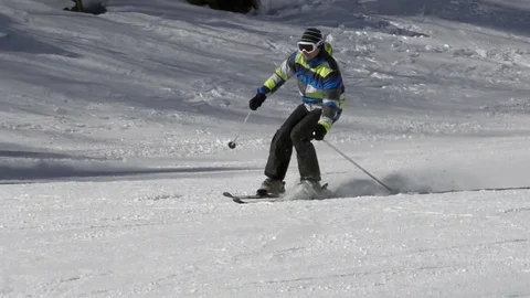 Skier falls on the slopes Stock Footage 70954306