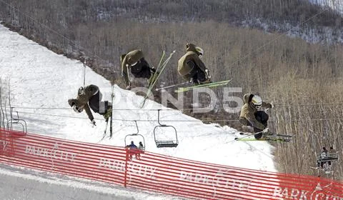 Skier four sequence superpipe championship winter sport