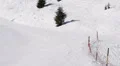 Skier Free Ride Approaching Mountain Slope Winter Snow Covered Extreme Sport Ski HD Footage