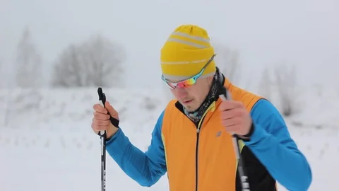 Skier getting ready for race Stock Footage 86330194