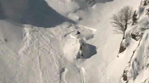 The skier goes down on a mountain slope Stock Footage 61770043