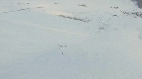 Skier goes down the slope. Stock Footage 59840630