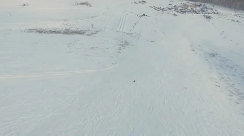 Skier goes down the slope. Stock Footage 59840681