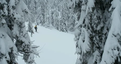 A skier goes down a slope Video stock 264985715