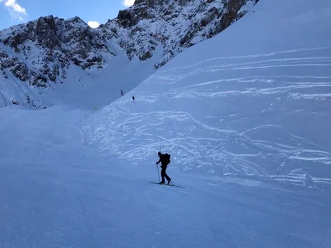 Skier goes skiing. Stock Footage 72488883