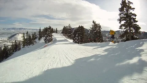 Skier going down snowy mountain. pov A Stock Footage 106841714