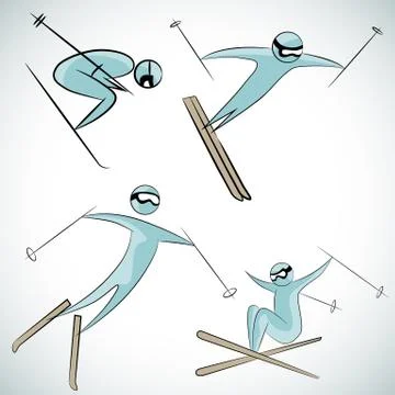 Skier Icon Set Stock Illustration