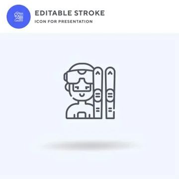 Skier icon vector, filled flat sign, solid pictogram isolated on white, logo Stock Illustration