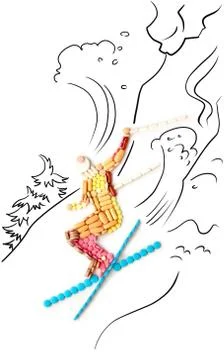 Skier in jump. Stock Photos