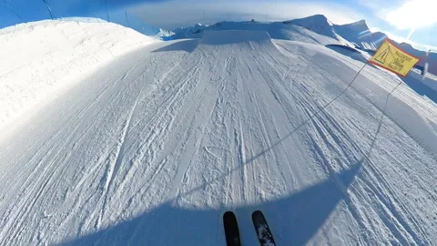 Skier jump on ski slopes Stock Footage 262553067
