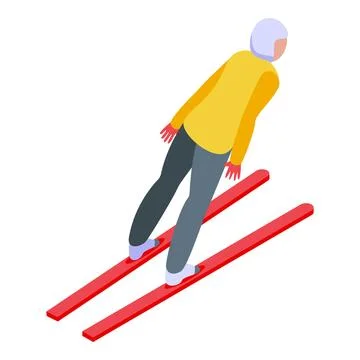 Skier jumper icon isometric vector. Ski jump Stock Illustration