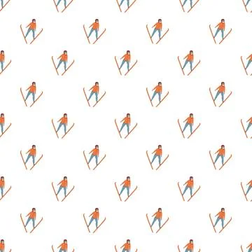 Skier jumping seamless pattern background for winter sports 스톡 일러스트
