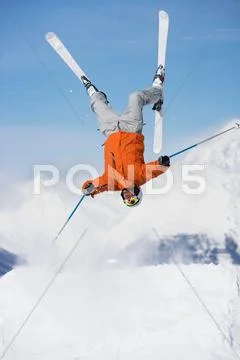 Skier Jumping Upside-Down
