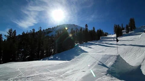 SKIER JUMPS Stock Footage 1012624