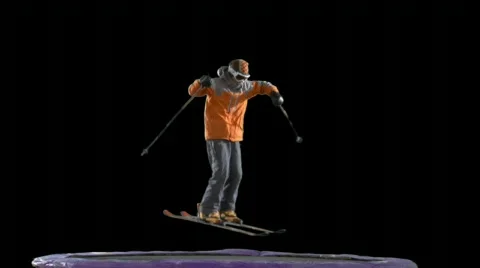 Skier Jumps on Trampoline Stock Footage 79604