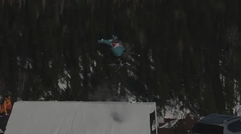 Skier jumps trick Stock Footage 47831836
