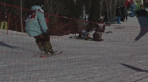 Skier jumps trick Stock Footage 47834926
