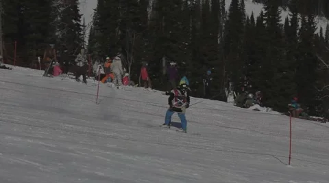 Skier jumps trick Stock Footage 47840901