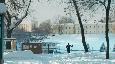 Skier looking on landscape Video stock 102149497