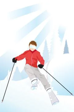 Skier in the mountain Stock Illustration