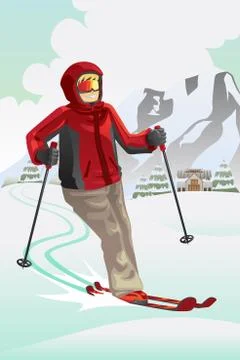Skier in the mountain Stock Illustration