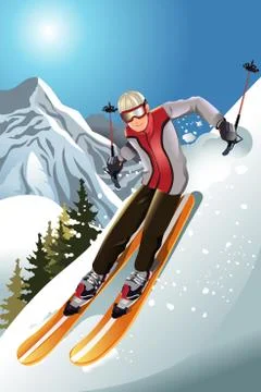Skier in the mountain Stock Illustration