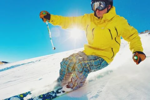 Skier on the mountain Stock Photos