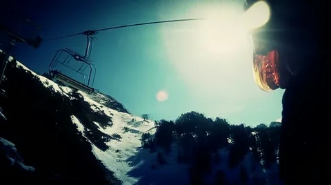 Skier mountain view Stock Footage 10859253