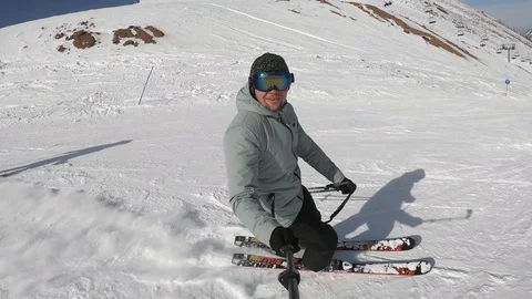 Skier In The Mountains Stock Footage 127628827