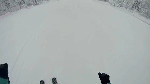 Skier moves down the slope Stock Footage 68071595