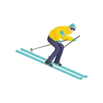 The skier quickly descends from the mountain Stock Illustration