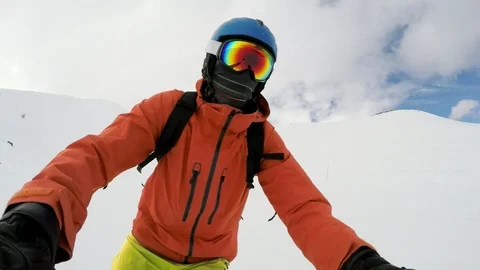 Skier selfie shot Video stock 104400554