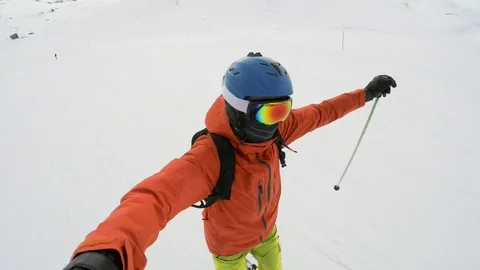 Skier selfie shot Stock Footage 104401588