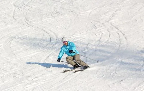 Skier in a sharp turn Stock Photos