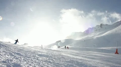 Skier ski resort Stock Footage 14835438