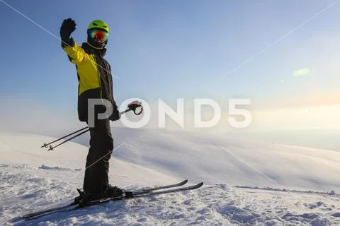 Skier on ski slope Stock Photos