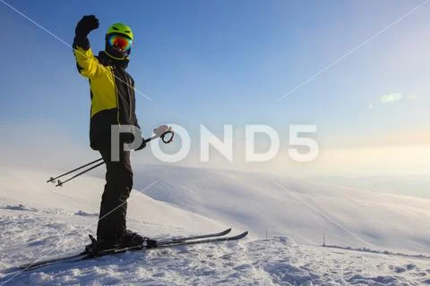 Skier on ski slope Stock Photos