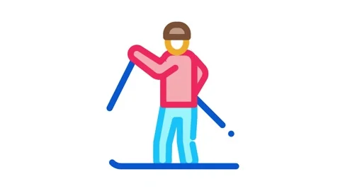 Skier skiing Icon Animation Stock Footage 145277006
